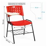 Sem categoria Cadeira Universitária Plástica com PRANCHETA de MDF - Cor Vermelho - 32009