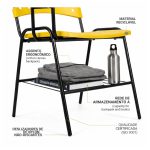 Cadeira Universitária Plástica com PRANCHETA de MDF - Cor Amarelo - 32016