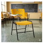 Cadeira Universitária Plástica com PRANCHETA de MDF - Cor Amarelo - 32016