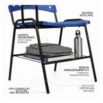 Cadeira Universitária Plástica com PRANCHETA de MDF - Cor Azul - 32010