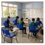 Cadeira Universitária Plástica com PRANCHETA de MDF - Cor Azul - 32010