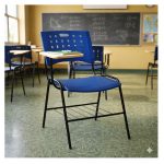Cadeira Universitária Plástica com PRANCHETA de MDF - Cor Azul - 32010