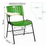 Cadeira Universitária Plástica com PRANCHETA de MDF - Cor Verde - 32012