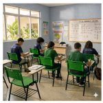 Cadeira Universitária Plástica com PRANCHETA de MDF - Cor Verde - 32012