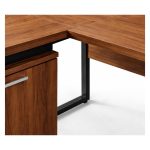 Móveis de Madeira Mesa Escritório em "L" - 1,70x1,50m (Extensível) - com Armário Misto (03 Gav.) - Nogal / Preto - 31603