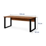 Móveis de Madeira Mesa Escritório em "L" - 1,50x1,50m (Extensível) - com Armário Misto (03 Gav.) - Nogal / Preto - 21603