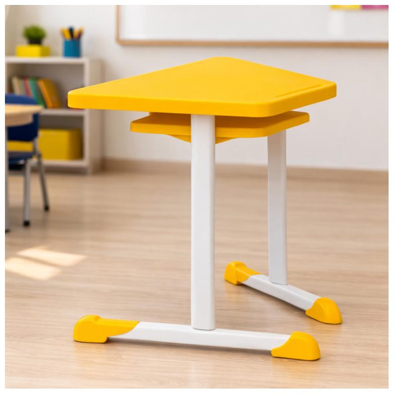 Mesa Hexagonal JUVENIL com Porta Livro - Cor Amarela - 45801