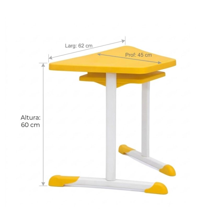 Mesa Hexagonal INFANTIL com Porta Livro - Cor Amarela - 42801