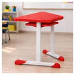 Mesa Hexagonal JUVENIL com Porta Livro - Cor Vermelho - 45803