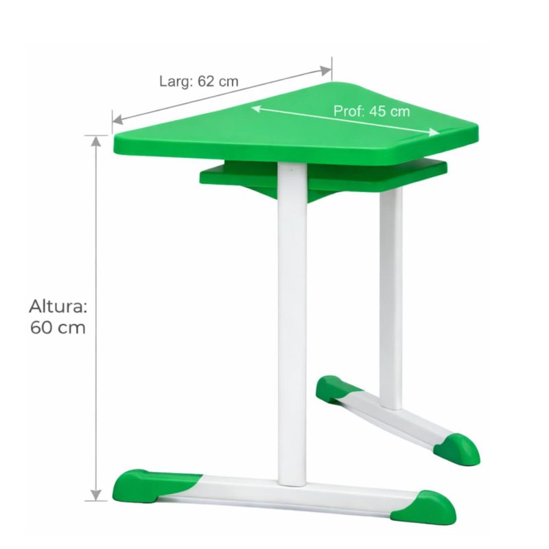 Mesa Hexagonal JUVENIL com Porta Livro - Cor Verde - 45804