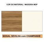 Móveis para Escritório Estação de Trabalho Dupla 1,50m 02 Lugares sem Gavetas c/  tomadas Pé Painel - Nogal Sevilha/Champanhe - 34450