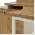 Móveis para Escritório Mesa Escritório em "L" - 1,50x1,50m (Extensível) - com Armário Misto (03 Gav.) - Sevilha / Champanhe - 34603