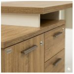 Móveis para Escritório Mesa Escritório em "L" - 1,70x1,50m (Extensível) - com Armário Misto (03 Gav.) - Sevilha / Champanhe - 34604