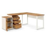 Móveis para Escritório Mesa Escritório em "L" - 1,70x1,50m (Extensível) - com Armário Misto (03 Gav.) - Sevilha / Champanhe - 34604