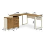Móveis para Escritório Mesa Escritório em "L" - 1,70x1,50m (Extensível) - com Armário Misto (03 Gav.) - Sevilha / Champanhe - 34604