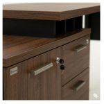 Móveis para Escritório Mesa Escritório em "L" - 1,50x1,50m (Extensível) - com Armário Misto (03 Gav.) - Louro / Preto - 64603