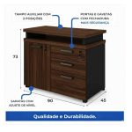 Móveis para Escritório Mesa Escritório em "L" - 1,50x1,50m (Extensível) - com Armário Misto (03 Gav.) - Louro / Preto - 64603