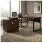 Móveis para Escritório Mesa Escritório em "L" - 1,70x1,50m (Extensível) - com Armário Misto (03 Gav.) - Louro / Preto - 64604