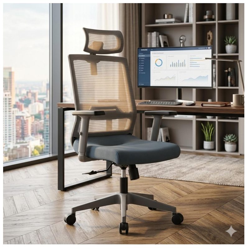 Cadeiras Escritório Cadeira Escritório Presidente Tela VOLT Frisokar- COR CINZA - 30091