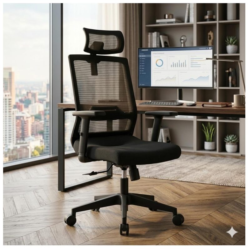 Cadeiras Escritório Cadeira Escritório Presidente Tela VOLT Frisokar - Cor PRETA - 30050