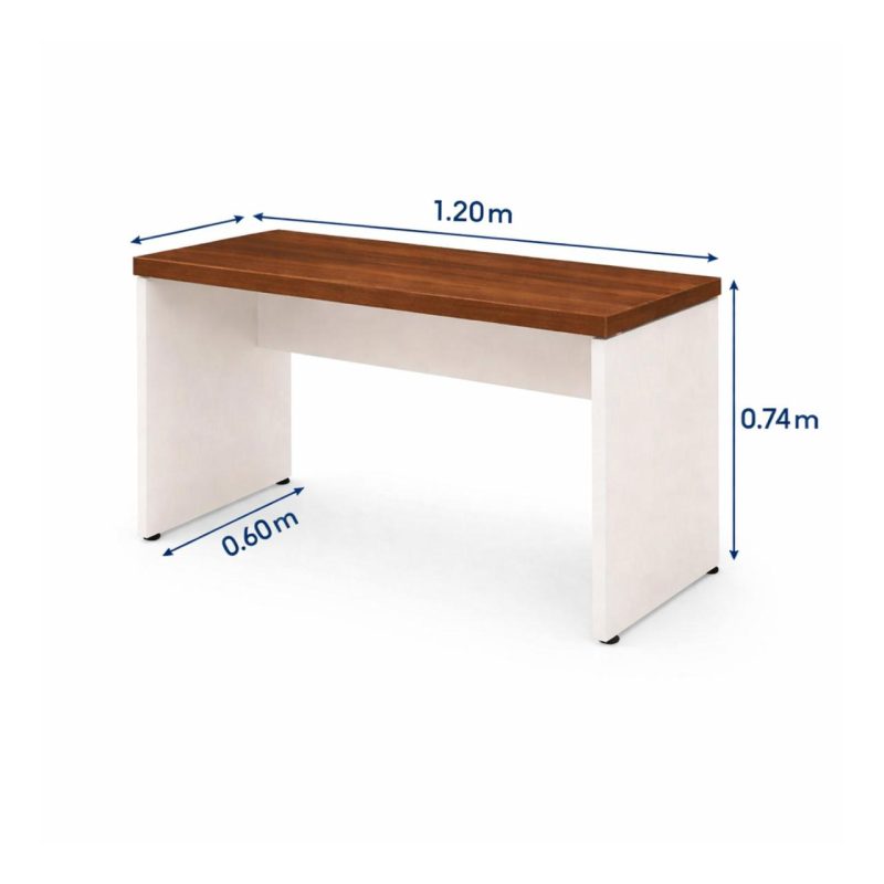 Móveis para Escritório Mesa de Escritório Executiva Reta - 1,20m x 0,60m (Tampo 40mm) - Nogal Sevilha / Champanhe