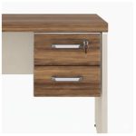 Móveis para Escritório Mesa de Escritório Executiva Reta com Gavetas - 1,50m x 0,60m (Tampo 40mm) - Nogal Sevilha / Champanhe - 34318