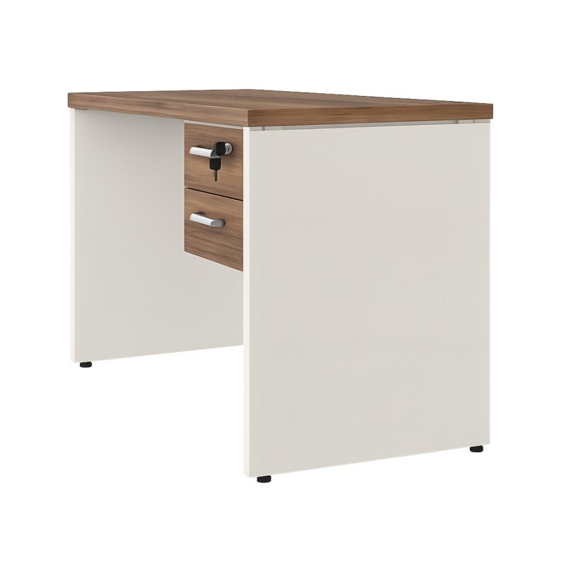 Móveis para Escritório Mesa de Escritório Executiva Reta com Gavetas - 1,50m x 0,60m (Tampo 40mm) - Nogal Sevilha / Champanhe - 34318