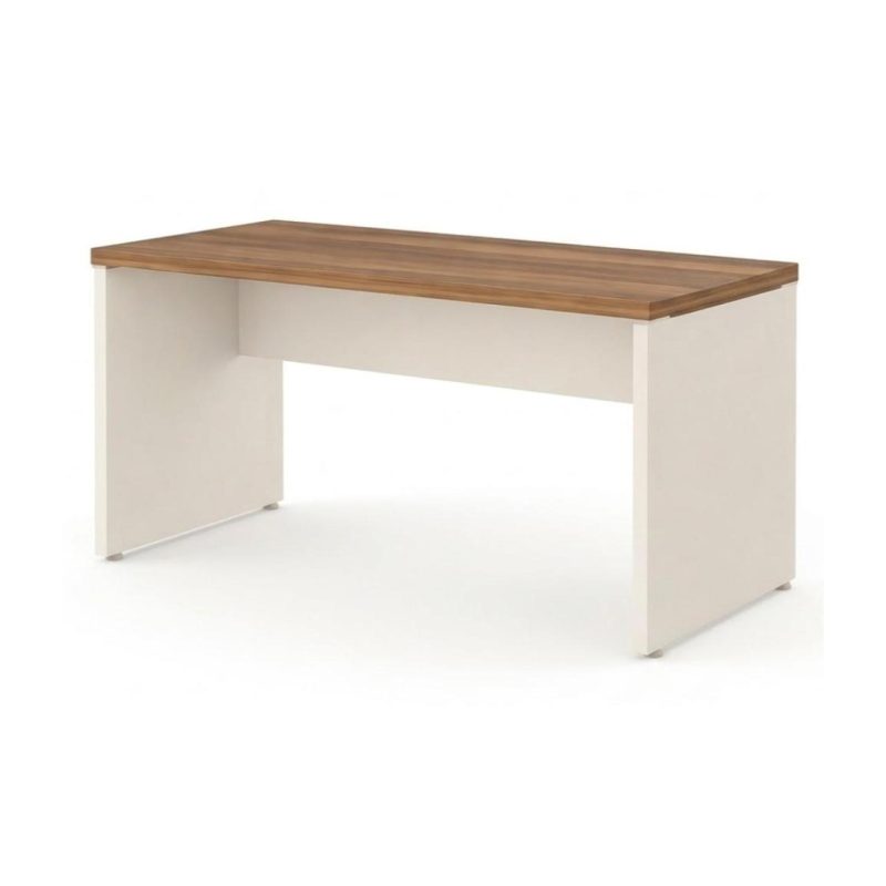 Móveis para Escritório Mesa de Escritório Executiva Reta - 1,50m x 0,60m (Tampo 40mm) - Nogal Sevilha / Champanhe - 34306