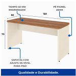 Móveis para Escritório Estação de Trabalho Dupla 1,50m 02 Lugares com Gavetas c/  tomadas Pé Painel - Nogal Sevilha/Champanhe - 34451
