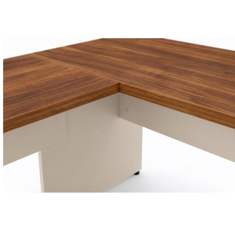 Sem categoria Mesa em L (Mesa 1,70m + Mesa Auxiliar) - S/ Gavetas - (Tampo 40mm) - Nogal Sevilha / Champanhe - 34325