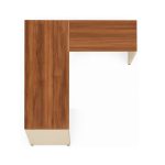 Móveis para Escritório Mesa em L (Mesa 1,70m + Mesa Auxiliar) - C/ Gavetas - (Tampo 40mm) - Nogal Sevilha / Champanhe - 34326