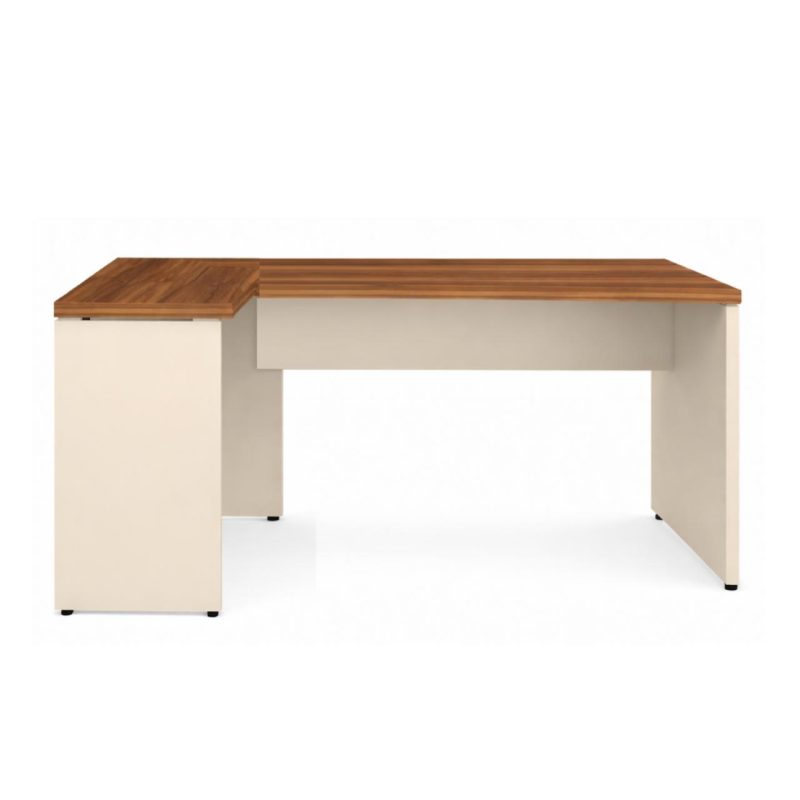 Móveis para Escritório Mesa em L (Mesa 1,70m + Mesa Auxiliar) - S/ Gavetas - (Tampo 40mm) - Nogal Sevilha / Champanhe - 34325