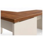 Móveis para Escritório Mesa em L (Mesa 1,70m + Mesa Auxiliar) - C/ Gavetas - (Tampo 40mm) - Nogal Sevilha / Champanhe - 34326