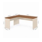 Móveis para Escritório Mesa em L (Mesa 1,50m + Mesa Auxiliar) - C/ Gavetas - (Tampo 40mm) - Nogal Sevilha / Champanhe - 34324