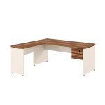 Móveis para Escritório Mesa em L (Mesa 1,50m + Mesa Auxiliar) - C/ Gavetas - (Tampo 40mm) - Nogal Sevilha / Champanhe - 34324