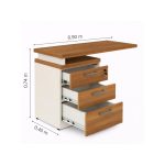 Móveis para Escritório Mesa Escritório em "L" c/ Gavetão na Auxiliar 1,50x1,50m - (Tampo 40mm) - Nogal Sevilha / Champanhe – 34327