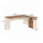 Móveis para Escritório Mesa Escritório em "L" c/ Gavetão na Auxiliar 1,50x1,50m - (Tampo 40mm) - Nogal Sevilha / Champanhe – 34327