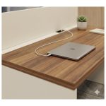 Móveis para Escritório Estação de Trabalho Dupla 1,20m 02 Lugares sem Gavetas c/  tomadas Pé Painel - Nogal Sevilha/Champanhe - 34428