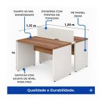 Móveis para Escritório Estação de Trabalho Dupla 1,20m 02 Lugares sem Gavetas c/  tomadas Pé Painel - Nogal Sevilha/Champanhe - 34428