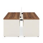 Móveis para Escritório Estação de Trabalho Dupla 1,50m 02 Lugares sem Gavetas c/  tomadas Pé Painel - Nogal Sevilha/Champanhe - 34450