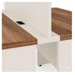 Móveis para Escritório Estação de Trabalho Dupla 1,50m 02 Lugares sem Gavetas c/  tomadas Pé Painel - Nogal Sevilha/Champanhe - 34450