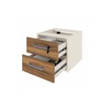 Móveis para Escritório Estação de Trabalho Dupla 1,50m 02 Lugares com Gavetas c/  tomadas Pé Painel - Nogal Sevilha/Champanhe - 34451