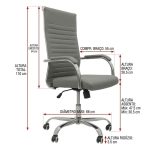 Cadeiras Escritório Cadeira de Escritório Presidente LONDON Giratória - Base Cromada - Corino Cinza - 31090