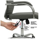 Cadeiras Escritório Cadeira de Escritório Presidente LONDON Giratória - Base Cromada - Corino Cinza - 31090