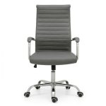 Cadeiras Escritório Cadeira de Escritório Presidente LONDON Giratória - Base Cromada - Corino Cinza - 31090