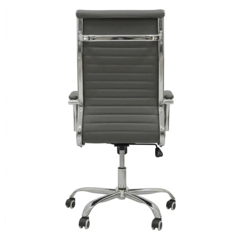 Cadeiras Escritório Cadeira de Escritório Presidente LONDON Giratória - Base Cromada - Corino Cinza - 31090