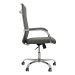 Cadeiras Escritório Cadeira de Escritório Presidente LONDON Giratória - Base Cromada - Corino Cinza - 31090