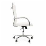Cadeiras Escritório Cadeira de Escritório Presidente LONDON Giratória - Base Cromada - Corino Branco - 31092