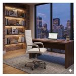 Cadeiras Escritório Cadeira de Escritório Presidente LONDON Giratória - Base Cromada - Corino Branco - 31092