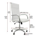 Cadeiras Escritório Cadeira de Escritório Presidente LONDON Giratória - Base Cromada - Corino Branco - 31092